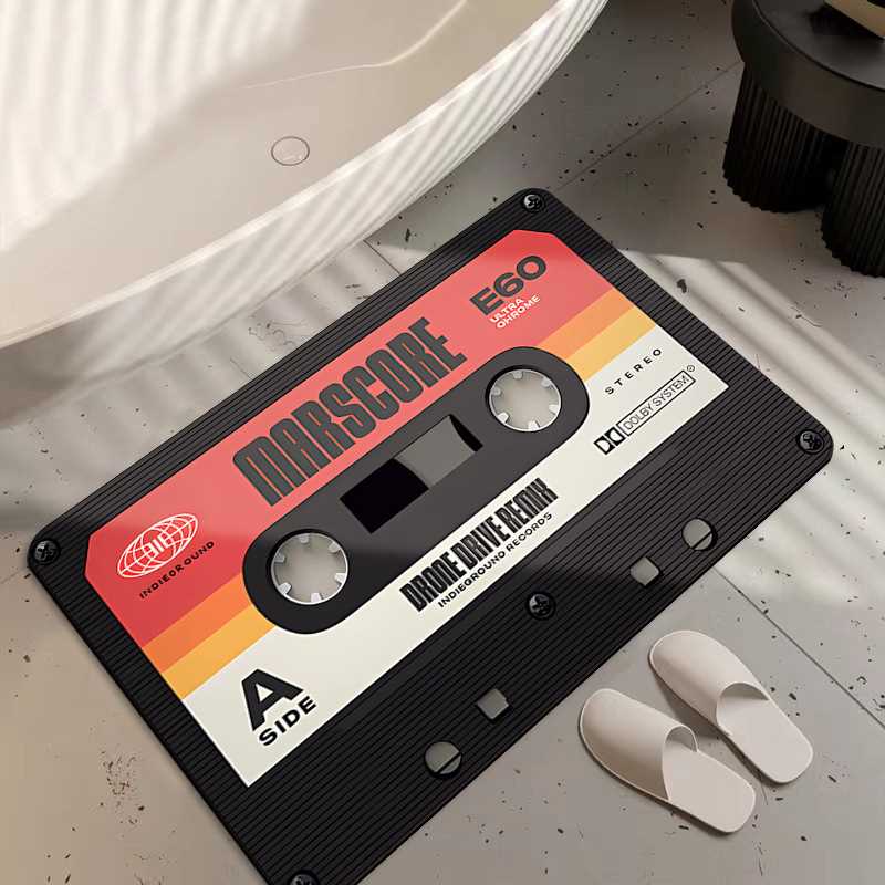 EtsyCD防滑卫生间浴室速干脚垫易复古耐脏打理磁带吸水地垫跨境家