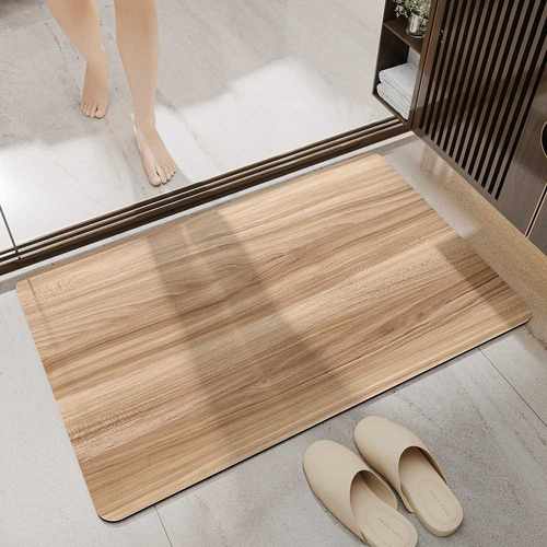 LAZAZDA卫生间简约家用感浴室地垫木纹强地垫大江高级吸水脚垫防