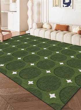 ebay中地垫易复古绿色高级舒适床边客厅棋盘打理感古风亲肤卧室地