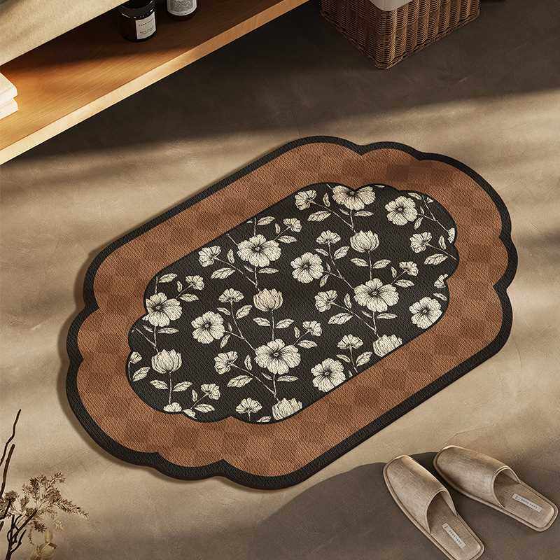 法国厕所硅藻脚垫卫生间门口古风洗手间中速干浴室防滑摔泥防地垫