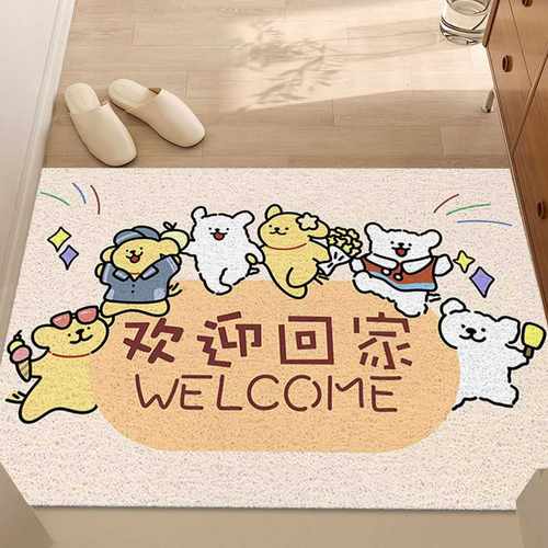 垫玄关卡通丝圈土地小狗蹭地垫家用刮泥防滑脚垫入户门可爱耐磨
