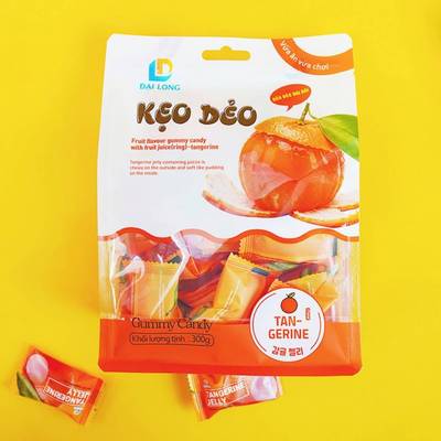 keodeo可以剥皮柑橘软糖 韩国进口越南桔子软糖水果糖QQ糖300g/袋