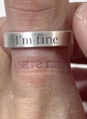 s925银save me im fine情侣戒指简约高级百搭情侣对戒开口可调