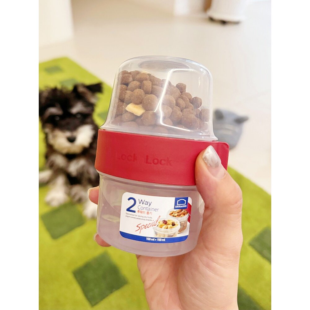 【遛狗外出杯】狗粮便携盒双层保鲜盒密封零食罐水杯食物小份携带