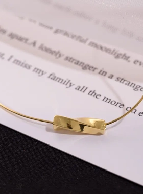 s925银镀k金几何扭转项链女简约高级感情人节女友锁骨链礼