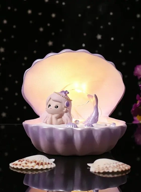 心鱼星星灯海兰公主女孩卧室床头创意家居装饰摆件