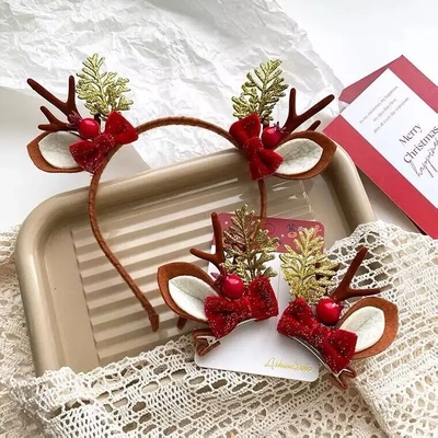 鹿角头饰圣诞节日女童超萌可爱耳朵立体发夹少儿仙女发箍发卡