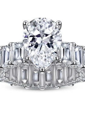 欧美s925银电商复古水滴满钻女戒指工厂一件