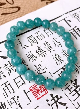 新中式蓝色天然石串珠手链新款小众简约手串时级感手饰女