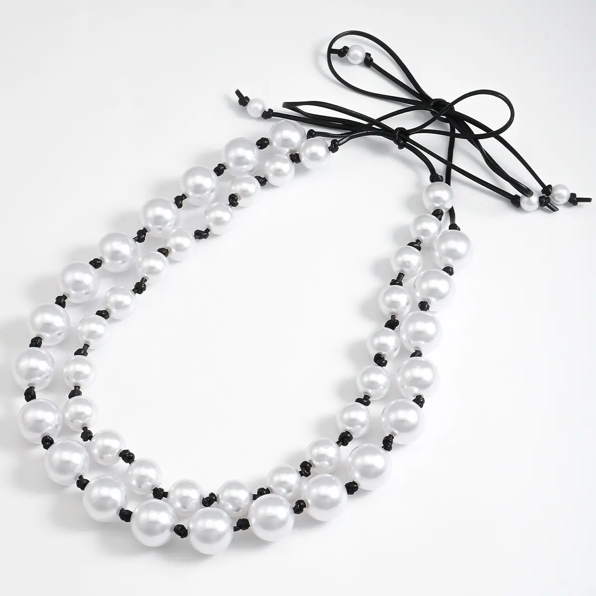 欧美双层珍珠颈链时尚创意圆珠链复古珍珠项链高级百搭礼服配饰