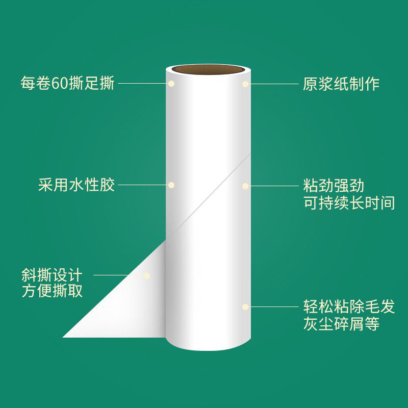 粘毛器滚筒替换芯衣物清洁去毛滚刷粘G尘卷纸粘头发神器除尘滚撕