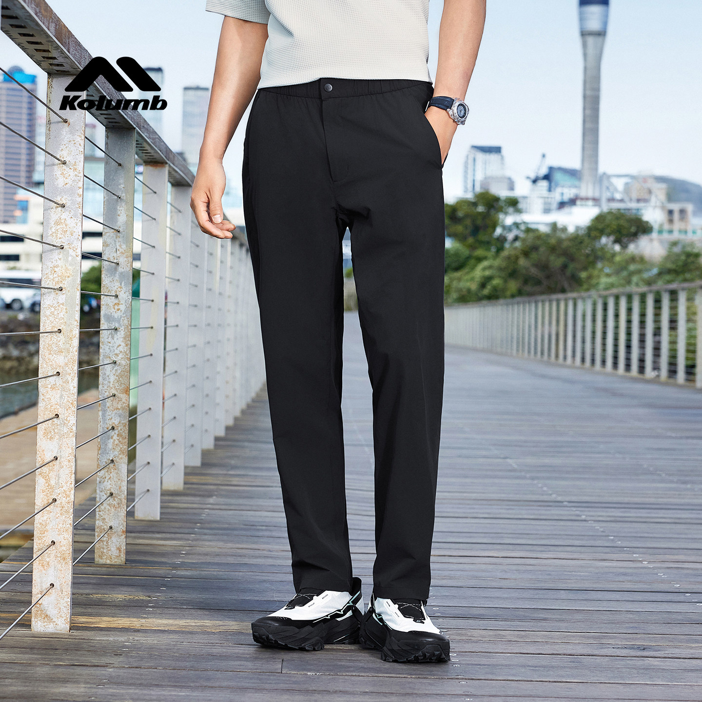 Kolumb哥仑步2026新款凉感户外休闲裤男YKK拉链零紧绷弹力长裤夏