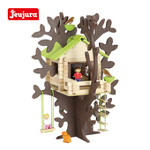 jeujura休闲树屋法国积木益智拼装 玩具小屋实木房子积木拼图儿童
