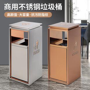 商场不锈钢轨道垃圾桶静音防指纹电梯口垃圾桶大容量推拉式人仔桶
