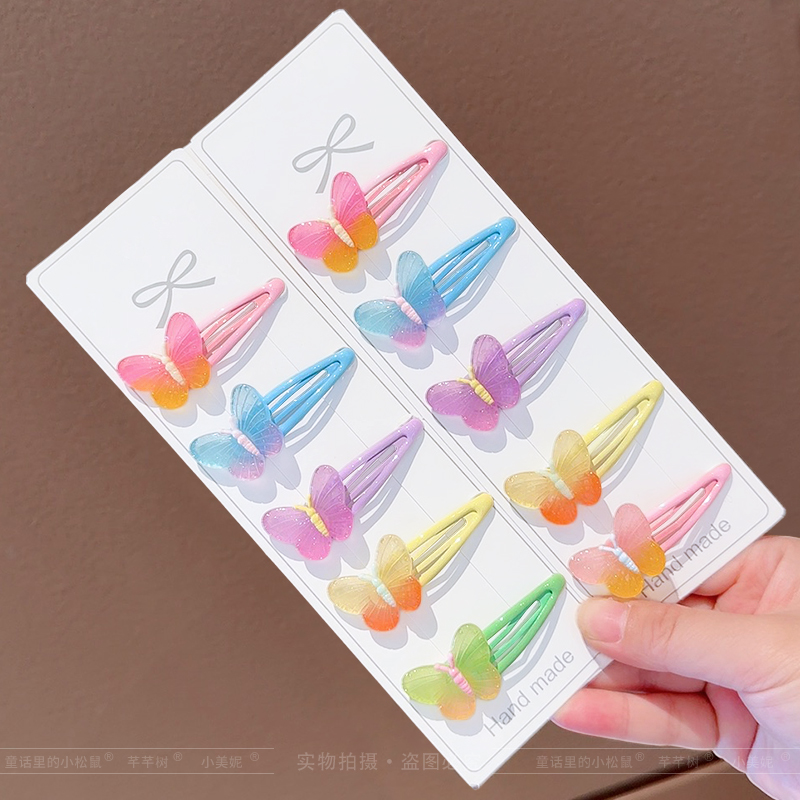 儿童蝴蝶夜光发夹碎发不伤发BB夹