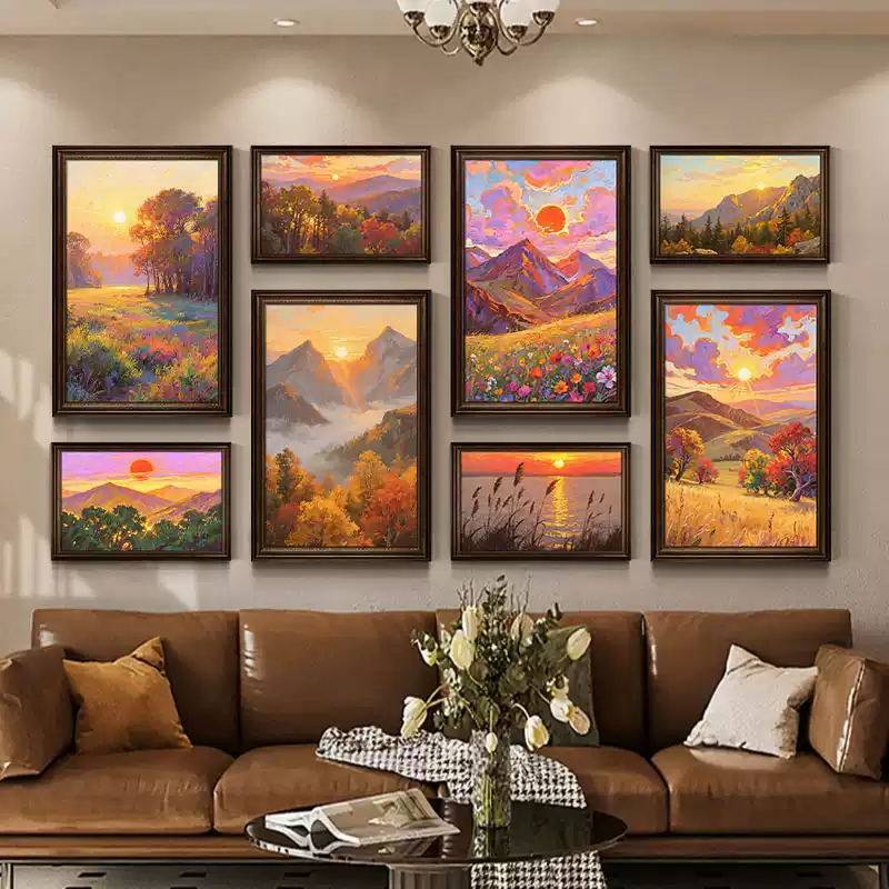 复古中古风日出东方客厅墙面艺术挂画主卧卧室床头太阳升起装饰画,家居饰品,现代装饰画,淘宝优惠券,粉丝福利购,淘宝优惠卷