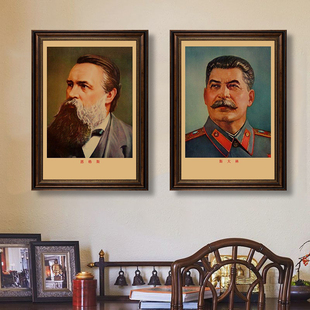 马克思列宁斯大林毛泽东画像装饰画社会主义伟人领袖挂画书房壁画