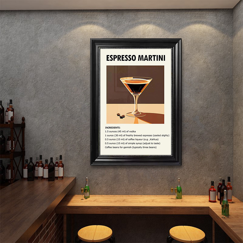 复古鸡尾酒装饰画酒吧音乐餐吧清吧挂画西餐厅酒杯威士忌海报壁画