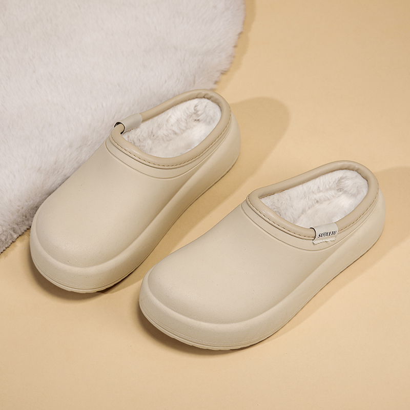 越南乳胶新款棉鞋女高级感毛绒勃肯鞋加绒包头拖鞋月子棉拖鞋