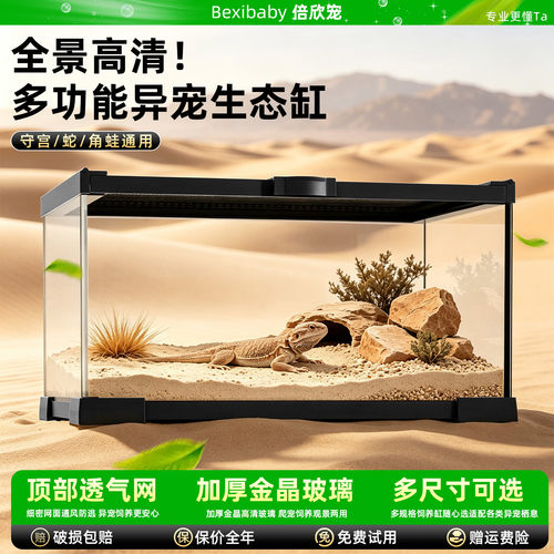 倍欣宠爬宠饲养箱蜥蜴守宫蛇甲虫爬宠爬虫盒角蛙玻璃爬缸饲养箱