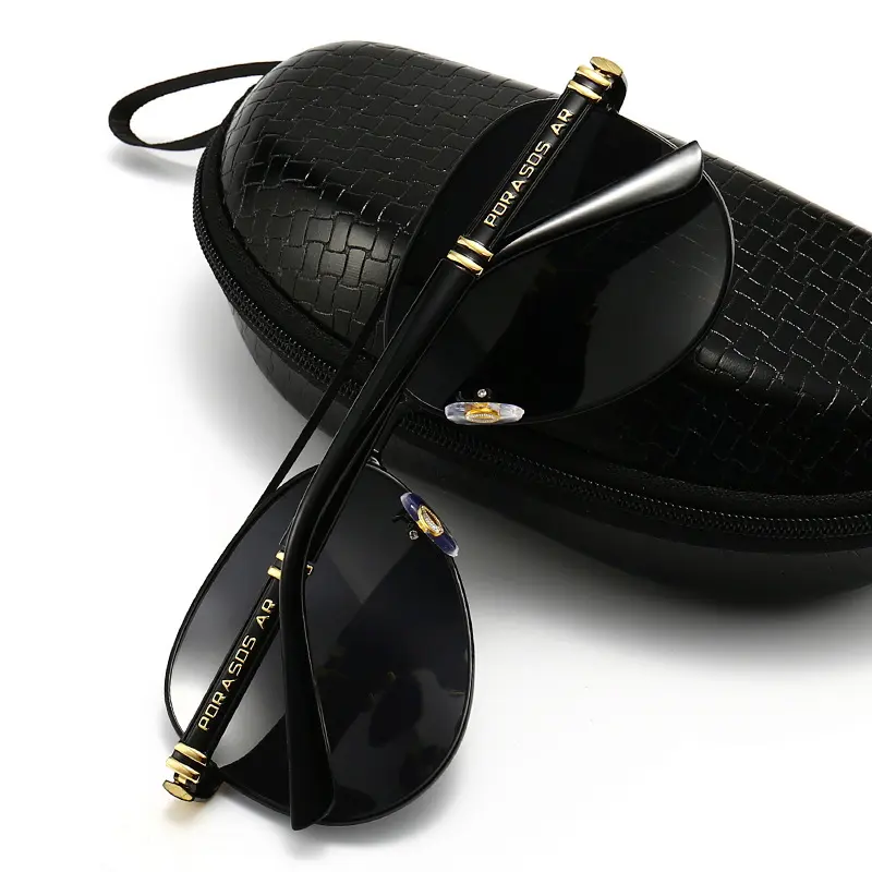 2025新款偏光太阳镜复古金属大框蛤蟆镜时尚男士开车驾驶变色墨镜