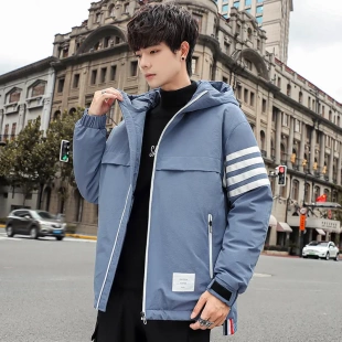 羽绒服免烫处理时尚 基础男式 都市连帽翻领外套 2025冬季 新款
