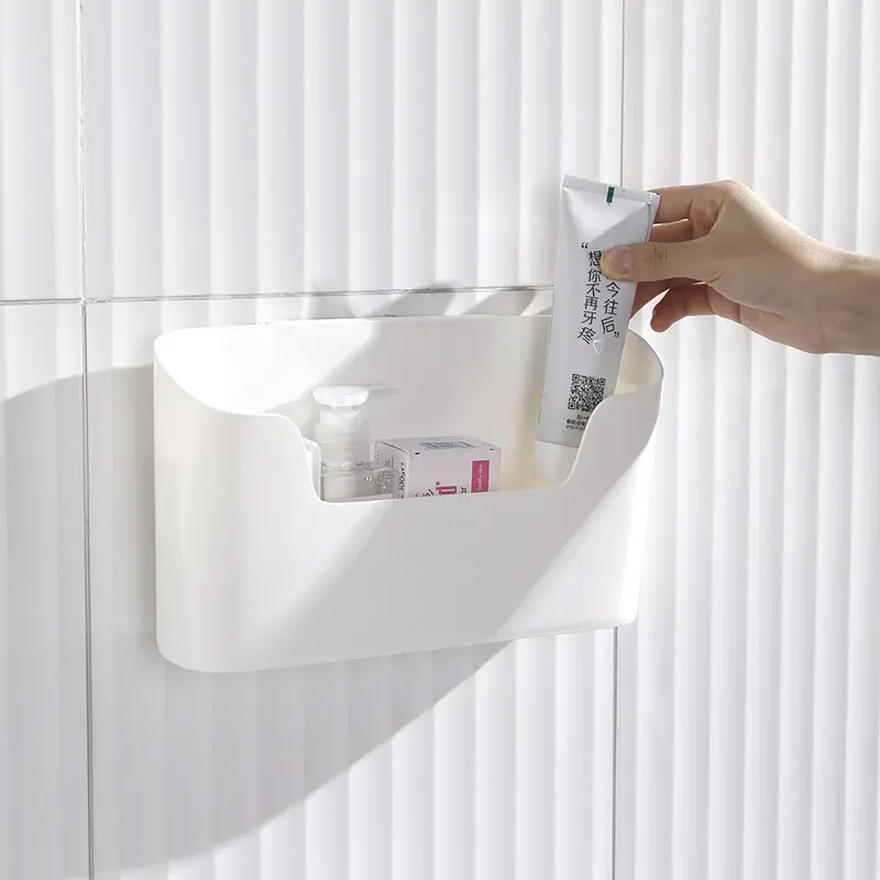 日式橱柜收纳盒壁挂式免打孔保鲜膜置物架厨房浴室杂物整理储物盒