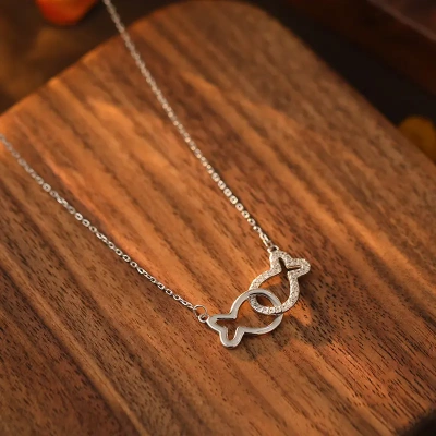 s925银鱼你相伴项链女浪漫女友礼物轻奢小众吊坠锁骨链配饰