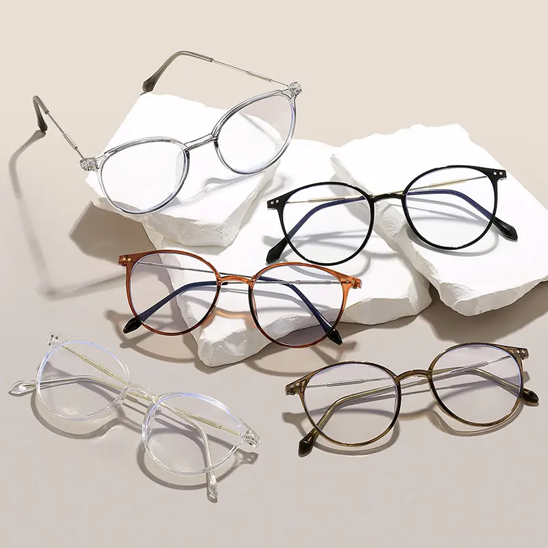 防蓝光眼镜近视女冷茶色素颜抗辐射潮可配度数平光眼镜显脸小