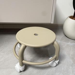拆快递小凳子万向滑轮矮凳家用圆凳结实耐用移动儿童凳子现代简约