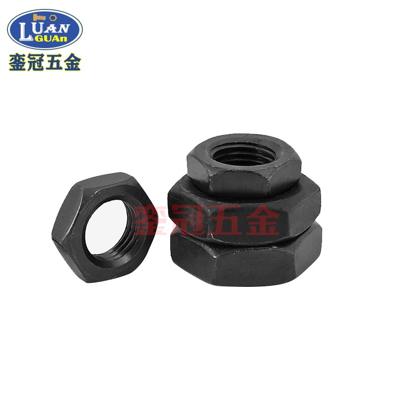 现货碳钢8级发黑高强度六角薄螺母GB6172细牙M扁平薄螺丝帽GB6173