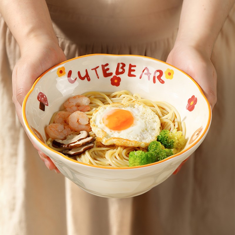 斗笠面碗家用2024新款陶u瓷拉面碗好看的7英寸吃泡面大碗汤面条碗