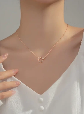 银魁双环精致项链高级设计感ins轻奢小众锁骨链网红2024年新款女