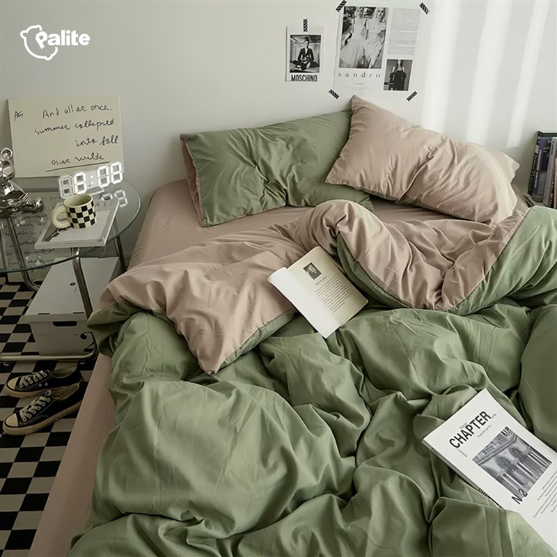 帕里特PaliTe床上四件套ins风纯色双拼学生宿舍床单被套床笠3件套