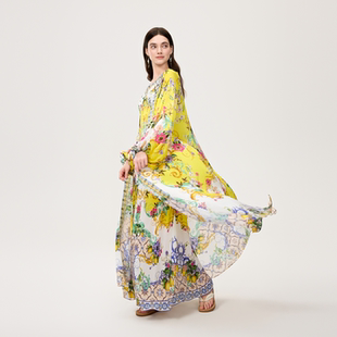 新款 HiSaily海莎莉25夏季 度假风连衣裙女高端套装 100%桑蚕丝