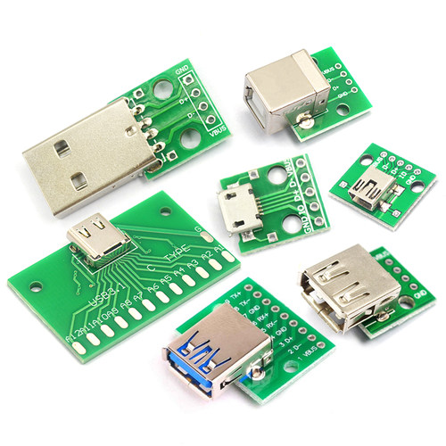 USB转2.0 3.0母座公头MICRO转接板typec已焊接模块电路小板线电源