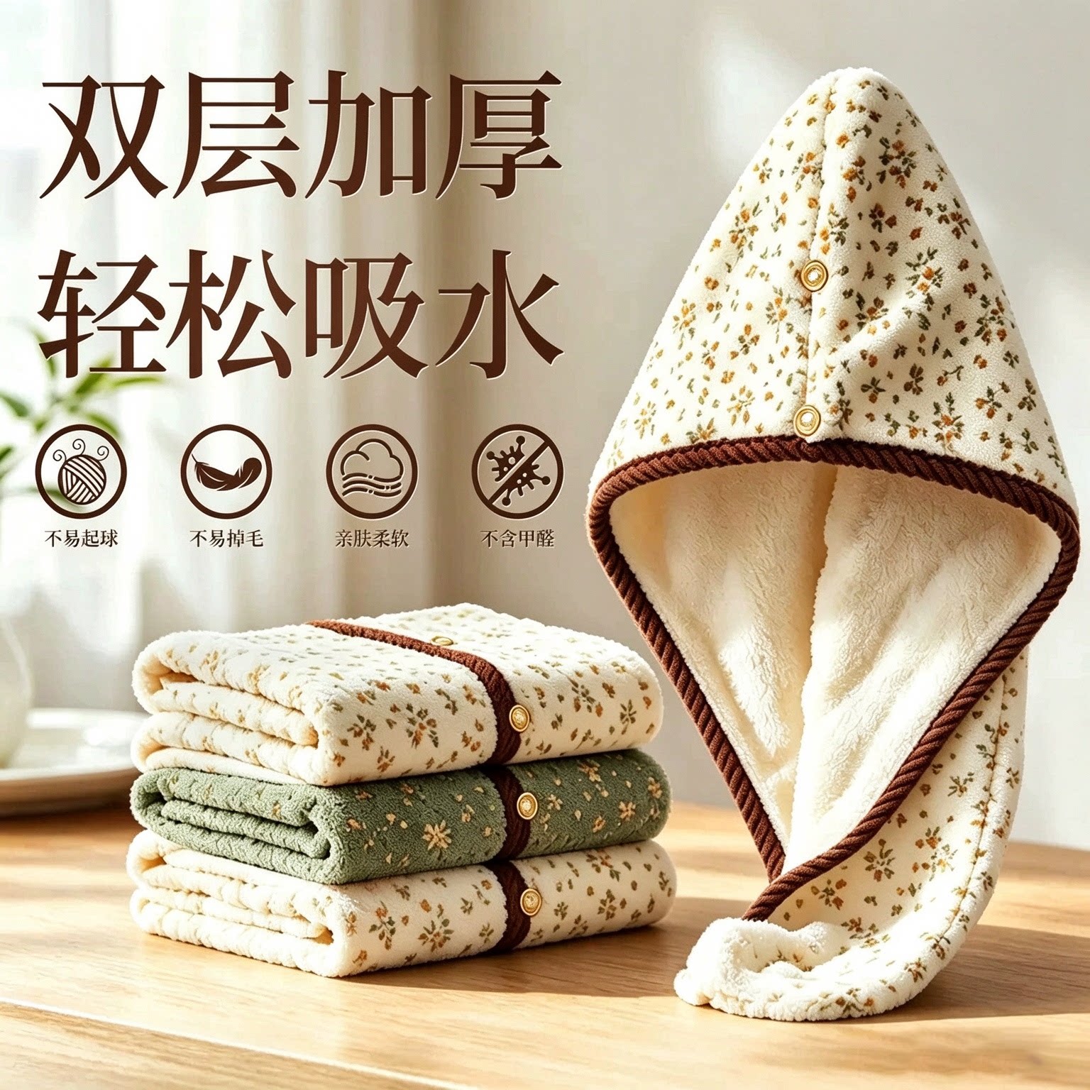 女超强吸水速干加厚包头干发帽