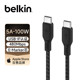 Belkin100WPD快充TypeC充电数据线编织lighting适用苹果笔记本电脑充电器线iPhone16ProMax安卓手机iPad平板