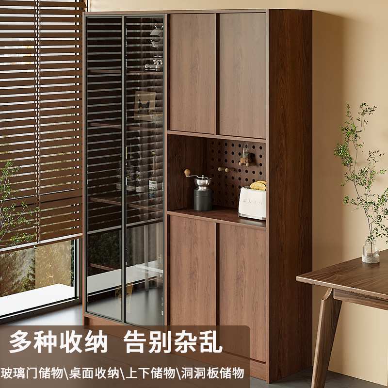 实木餐边柜家用客厅靠墙储物柜展示柜茶水柜玄关柜酒柜玻璃柜子