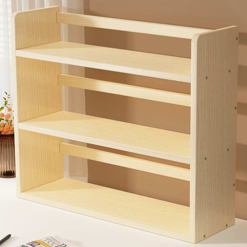 书架桌面多层实木简易置物架落地书桌书立家用儿童学生桌上小书柜