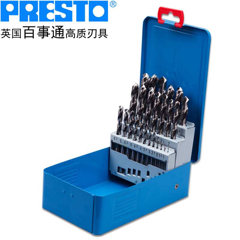 英国百事通(PRESTO)进口钻咀高速钢直柄麻花钻头1.0~13mmX0.5mm