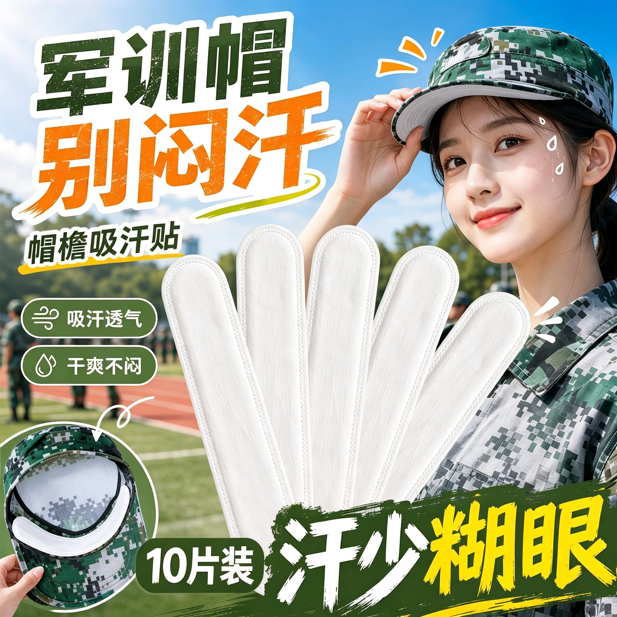 帽子防脏内贴帽沿一次性吸汗贴军训吸汗帽檐贴棒球帽衣领防汗图片