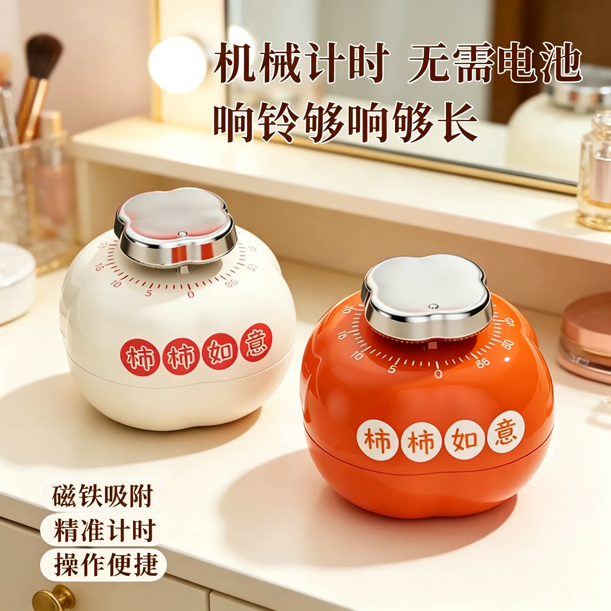 【无需电池】厨房专用提醒器倒计时机械磁吸定时器学习闹钟大声音