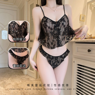 私房战服禁欲系情侣趣味内衣女情调高级感性感大码 欧美风 黑丝套装