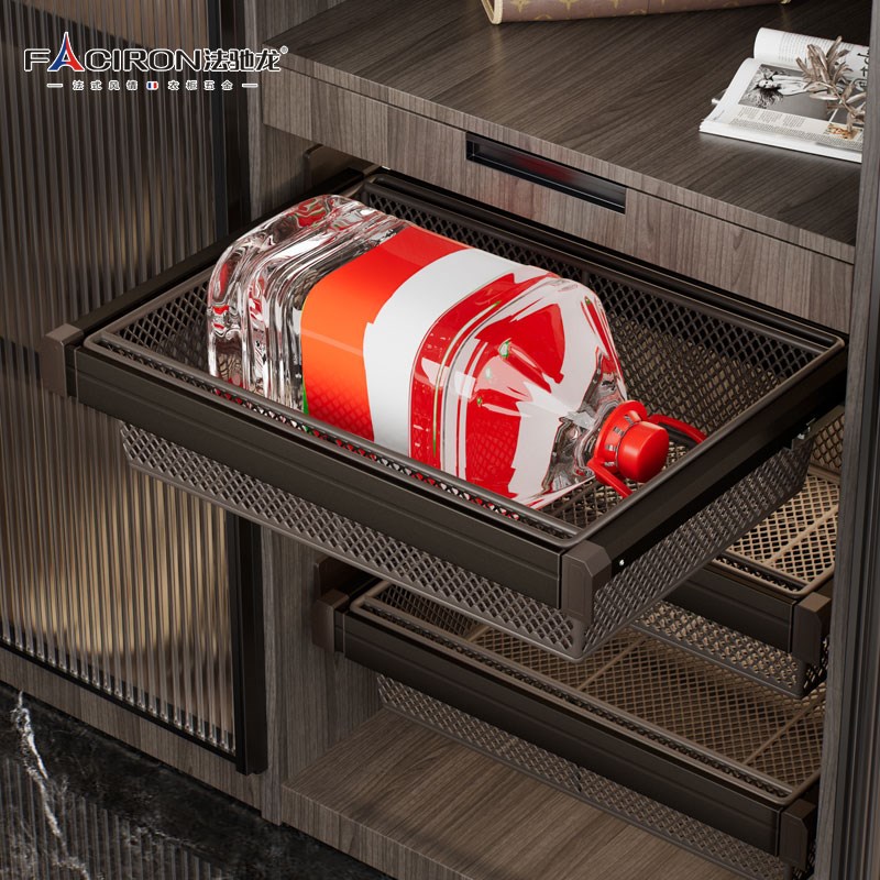 衣帽间拉篮衣柜抽屉n拉篮内置伸缩抽拉式滑轨五金配件网篮收纳筐