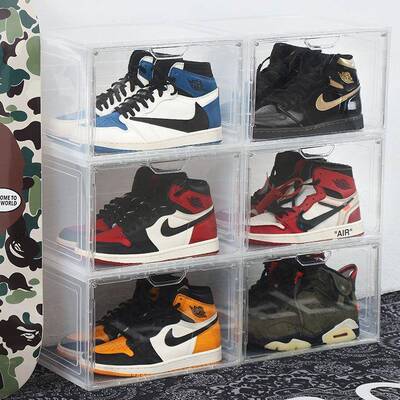 球码全透明鞋大盒收纳透明aE款j鞋收纳神器塑料鞋柜宿盒舍侧开展