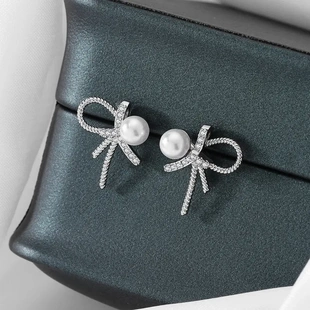 韩国结耳钉心仙女in风珍珠耳环女网红气质简约耳饰