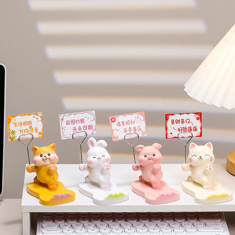 治愈系懒人手机支架摆件猫扑食便签平板支架桌面可爱解压卡通小猪