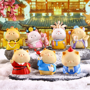 可爱卡通喵喵万岁公仔盲盒创意潮玩家居桌面装饰萌趣小摆件送