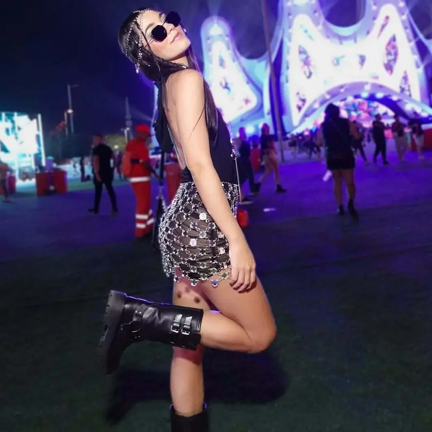 q5043y热销亚克力片薄片亮片手工拼接多条流苏腰链身体链